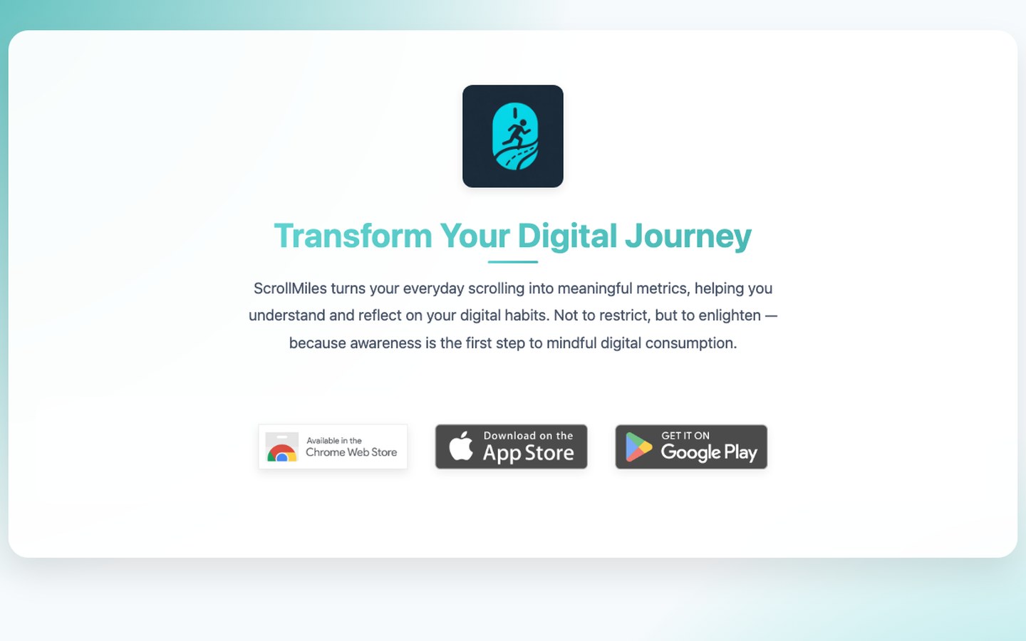 Scroll Miles website introducing the scrolling distance extension